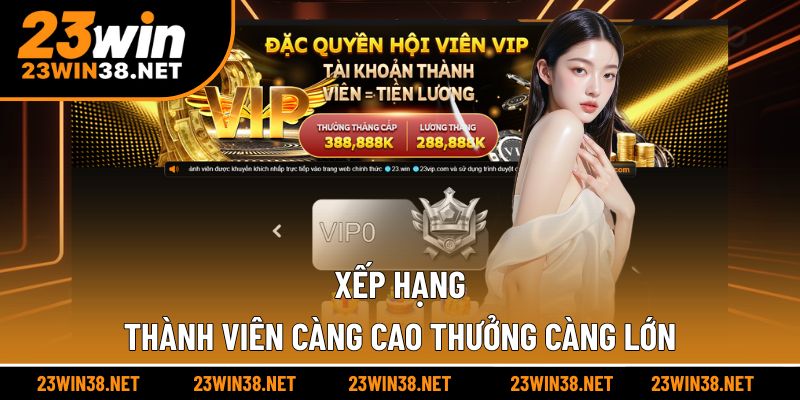 Xếp hạng thành viên càng cao thưởng càng lớn